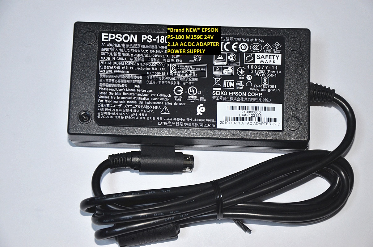 *Brand NEW*EPSON 24V 2.1A AC DC ADAPTER M159E PS-180 POWER SUPPLY